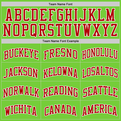 Custom Neon Green Red-White Authentic Basketball Jersey