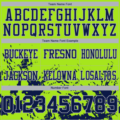 Custom Neon Green Navy-Gray Splash Mesh Authentic Football Jersey