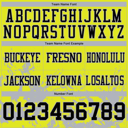 Custom Neon Yellow Black-Gray Splash Mesh Authentic Football Jersey