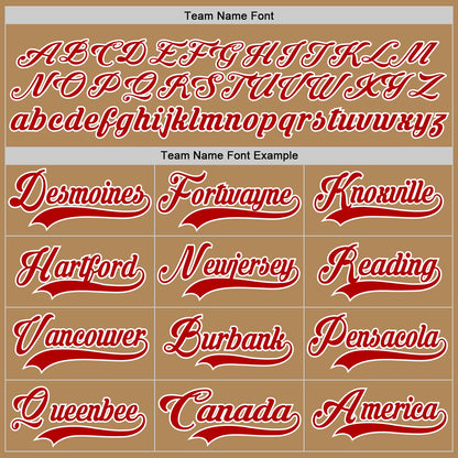 Custom Old Gold Red-White Hockey Lace Neck Jersey