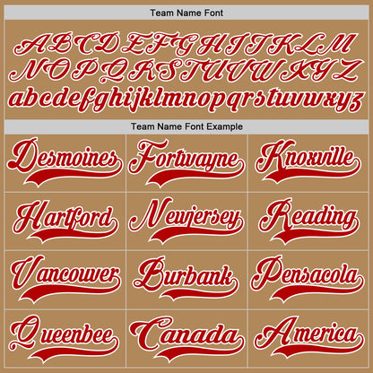 Custom Old Gold Red-White Hockey Jersey