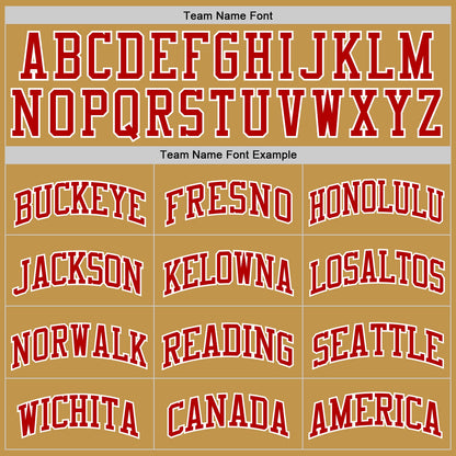 Custom Old Gold Red-White Authentic Basketball Jersey