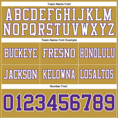 Custom Old Gold Purple-White Mesh Authentic Football Jersey