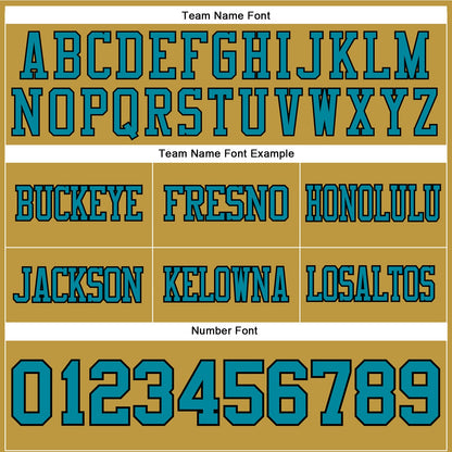 Custom Old Gold Teal-Black Mesh Authentic Football Jersey