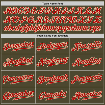 Custom Olive Red-Cream Authentic Salute To Service Baseball Jersey