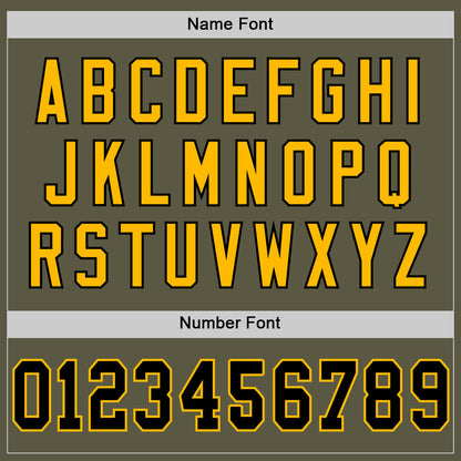 Custom Olive Black-Gold Mesh Authentic Throwback Salute To Service Football Jersey