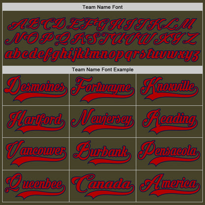 Custom Olive Red-Navy Salute To Service Hockey Lace Neck Jersey