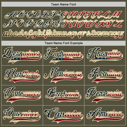 Custom Olive Vintage USA Flag Cream-Black Salute To Service Hockey Jersey