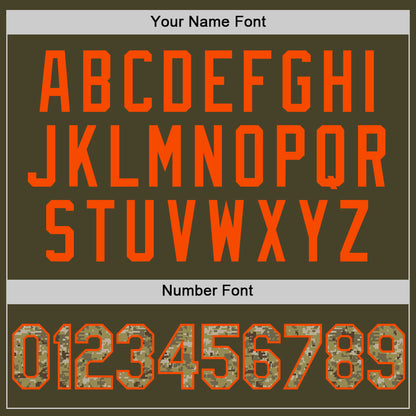 Custom Olive Camo Orange-Black Authentic Throwback Salute To Service Basketball Jersey