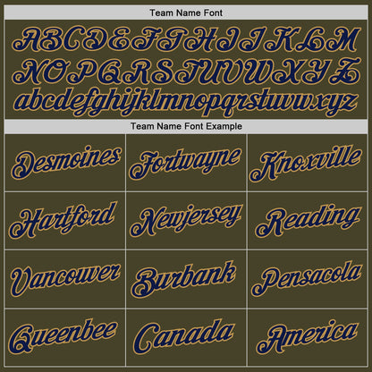 Custom Olive Navy-Old Gold Authentic Throwback Salute To Service Basketball Jersey
