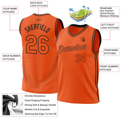Custom Orange Black Authentic Throwback Basketball Jersey