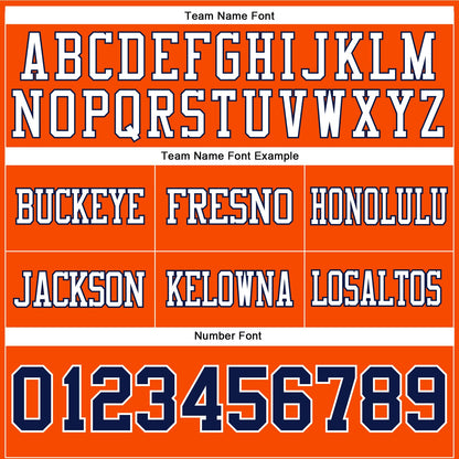 Custom Orange Navy-White Mesh Authentic Football Jersey