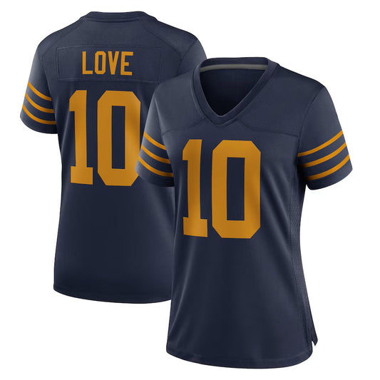 Custom Women's Packers Green/Navy Exact Replica Football Jersey