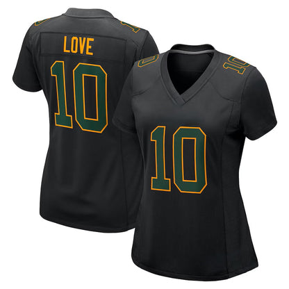 Custom Women's Packers Black Exact Replica Fashion Football Jersey