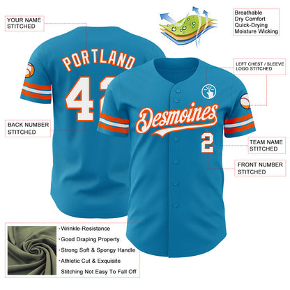 Custom Panther Blue White-Orange Authentic Baseball Jersey