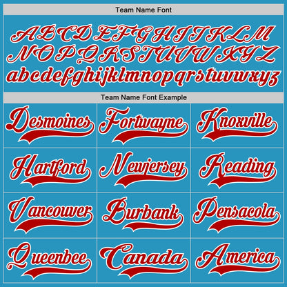 Custom Panther Blue Red-White Hockey Lace Neck Jersey