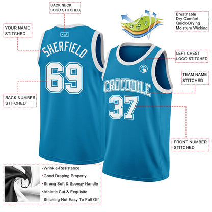 Custom Panther Blue White Authentic Basketball Jersey