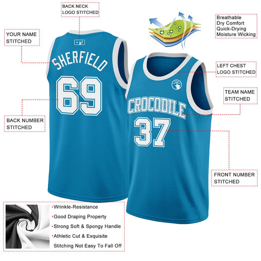Custom Panther Blue White Authentic Basketball Jersey