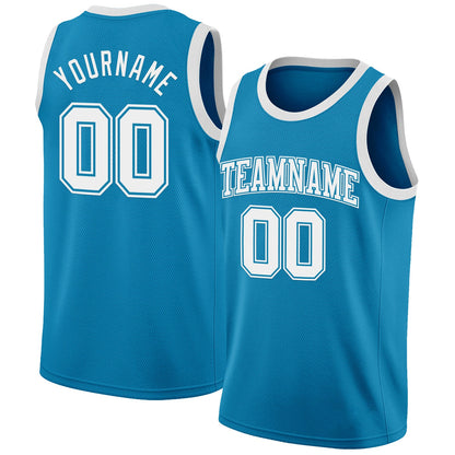 Custom Panther Blue White Authentic Basketball Jersey