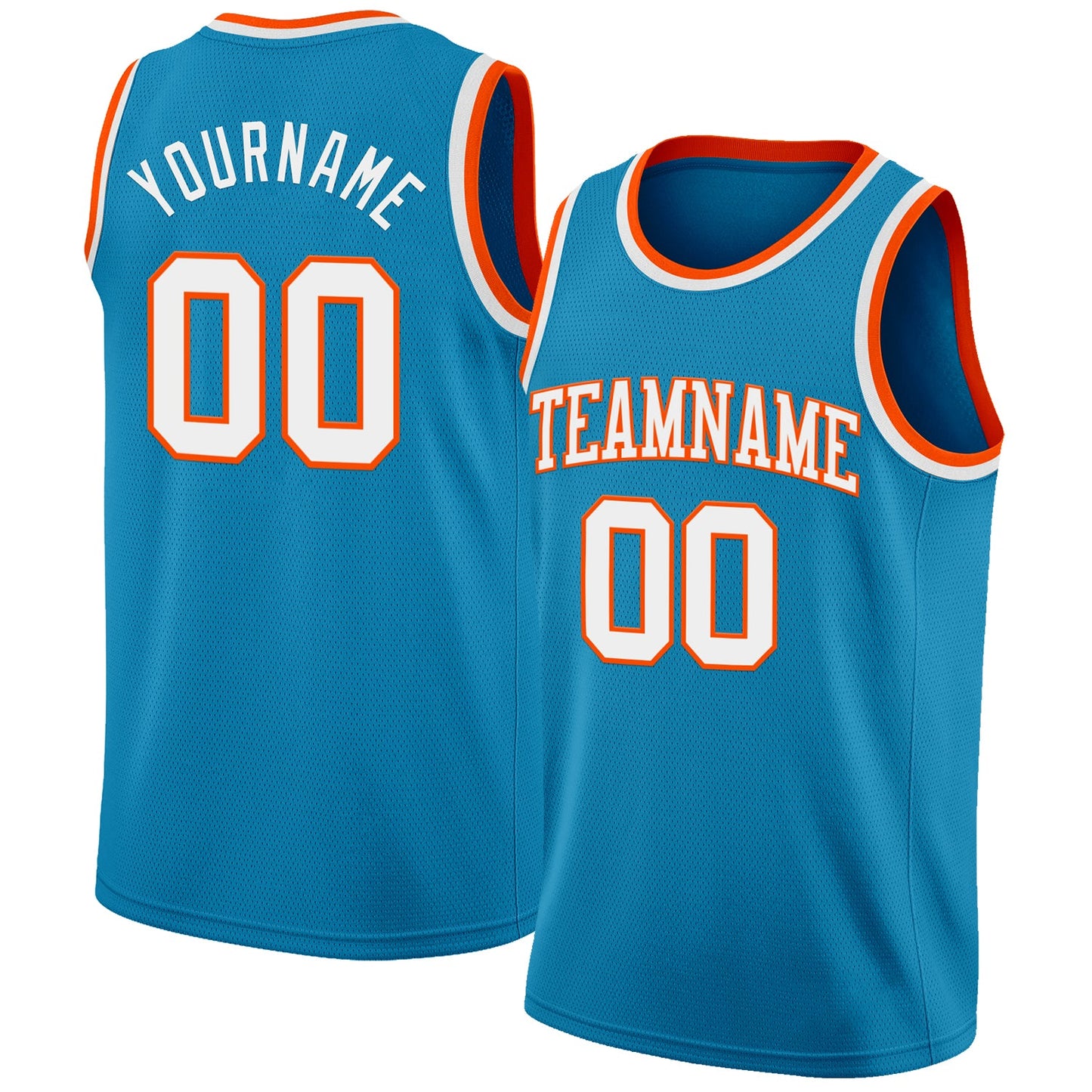 Custom Panther Blue White-Orange Authentic Basketball Jersey