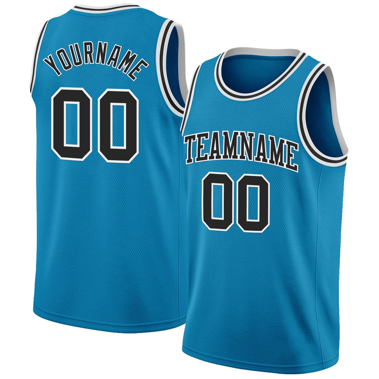 Custom Panther Blue Black-White Authentic Basketball Jersey
