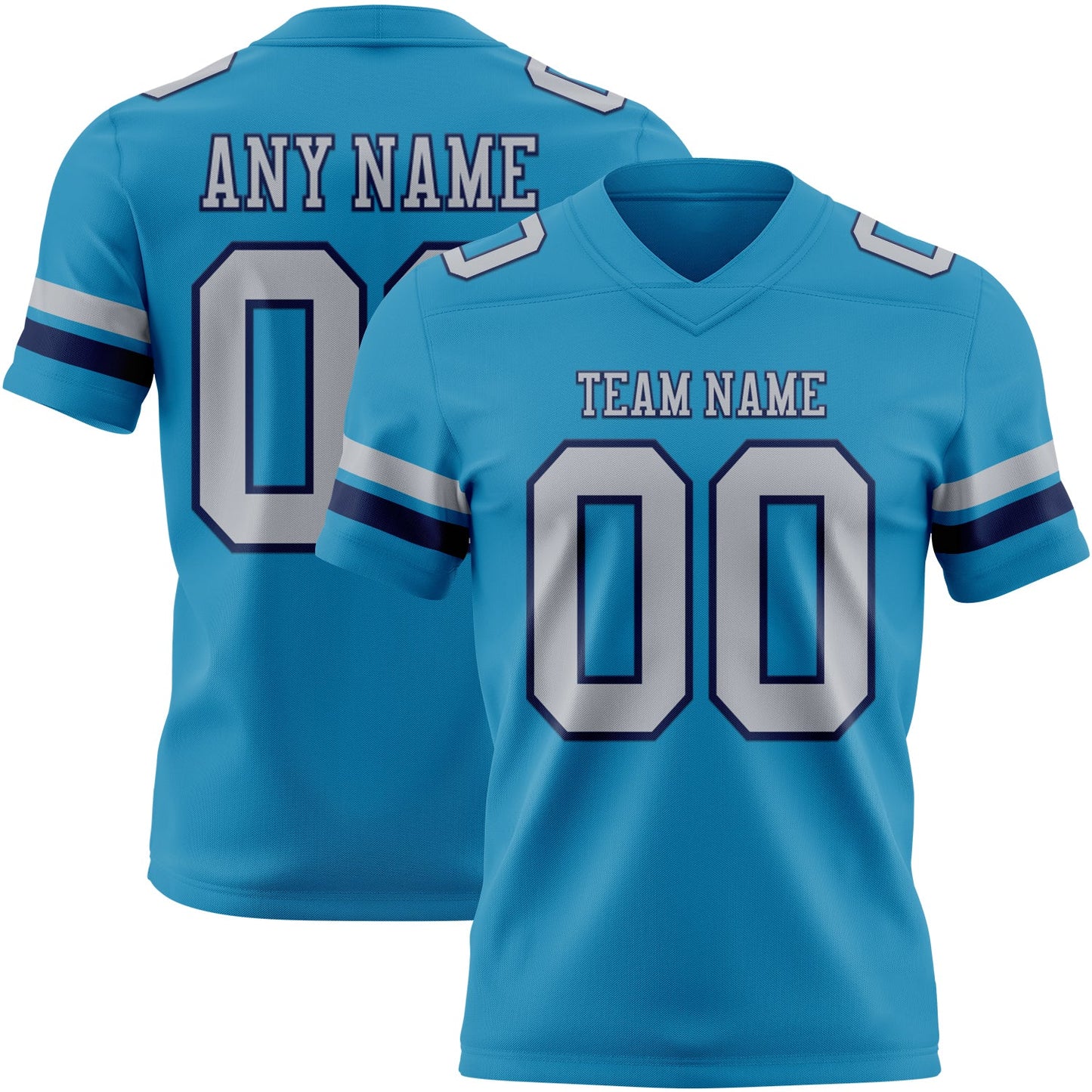 Custom Panther Blue Gray-Navy Mesh Authentic Football Jersey