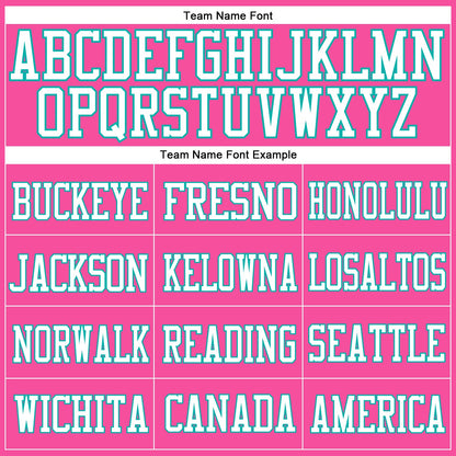 Custom Pink White-Aqua Mesh Authentic Football Jersey