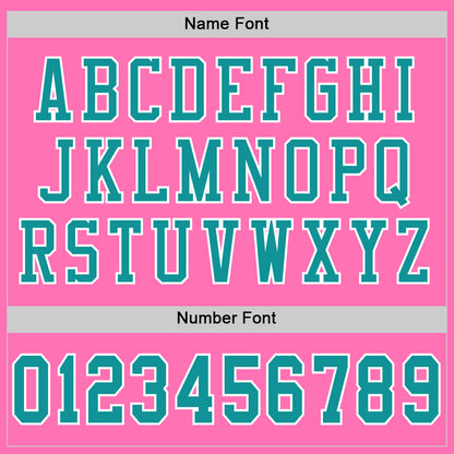 Custom Pink Teal-White Mesh Authentic Football Jersey