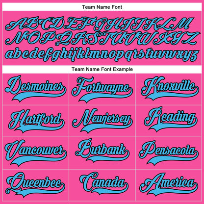 Custom Pink Sky Blue-Black Hockey Lace Neck Jersey