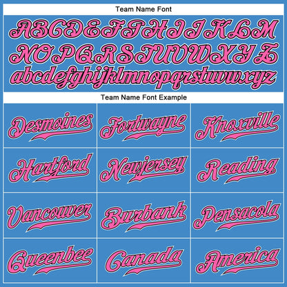 Custom Powder Blue Pink-Black Authentic Baseball Jersey