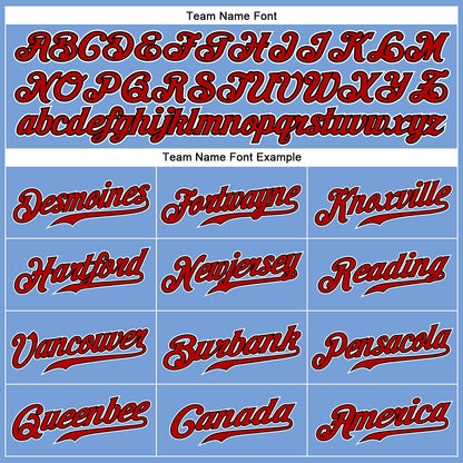 Custom Powder Blue Red Pinstripe Red-Black Authentic Baseball Jersey