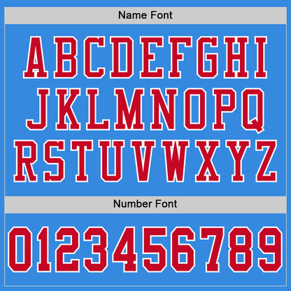 Custom Powder Blue Red-White Mesh Authentic Throwback Football Jersey