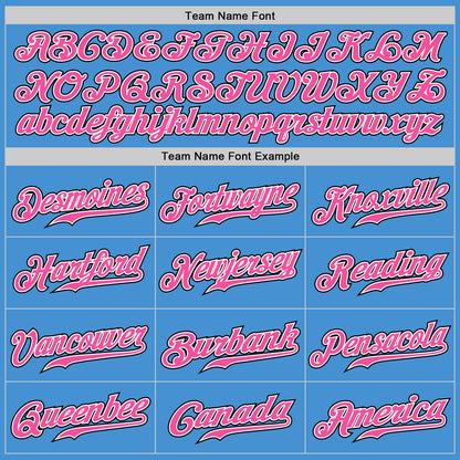 Custom Powder Blue Black Pinstripe Pink-White Authentic Baseball Jersey