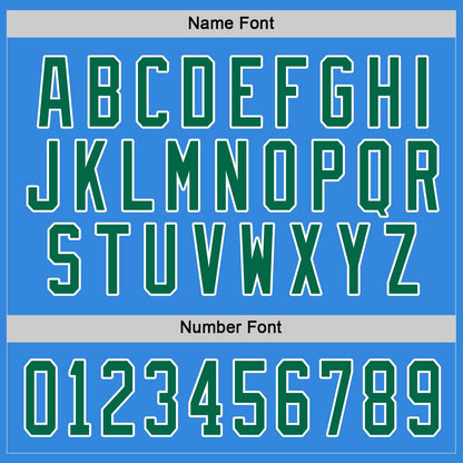 Custom Powder Blue Kelly Green-White Hockey Jersey