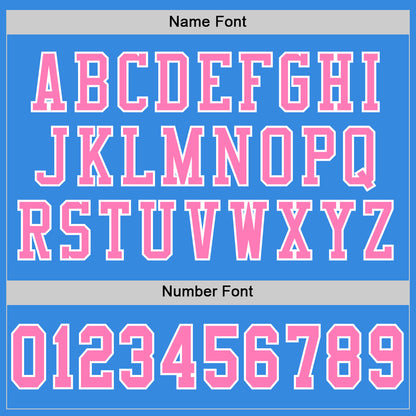 Custom Powder Blue Pink-White Mesh Authentic Football Jersey