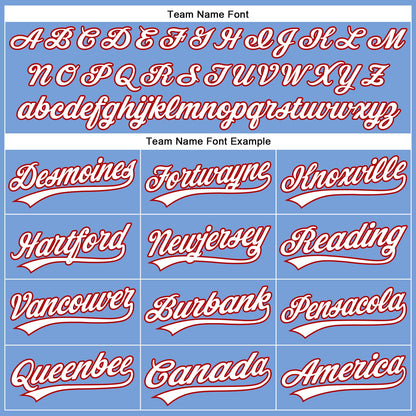 Custom Powder Blue White-Red Authentic Baseball Jersey