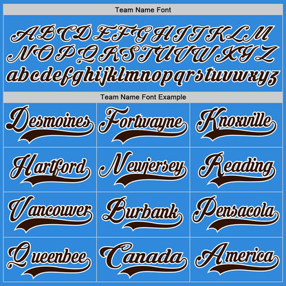 Custom Sky Blue Brown-White Hockey Lace Neck Jersey