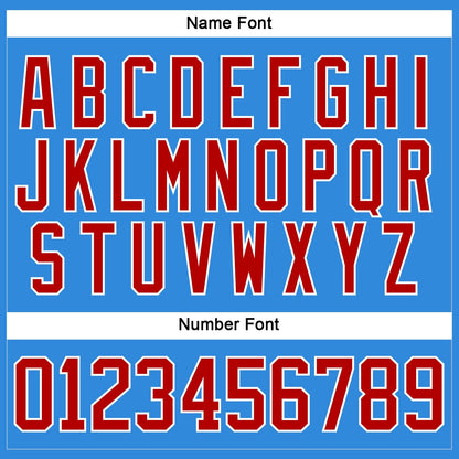 Custom Sky Blue Red-White Hockey Lace Neck Jersey