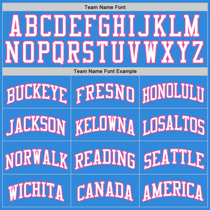 Custom Powder Blue White-Pink Authentic Basketball Jersey