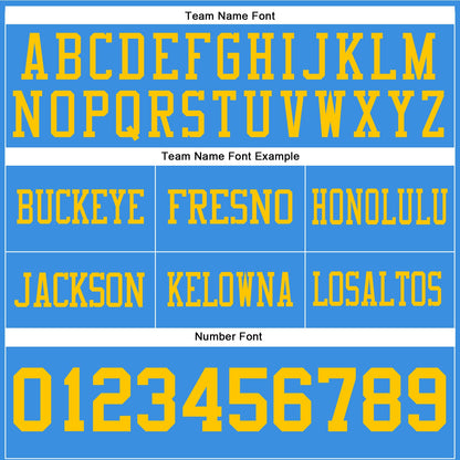 Custom Powder Blue Yellow Mesh Authentic Football Jersey