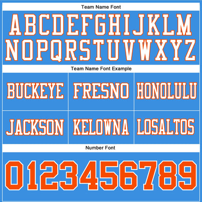 Custom Powder Blue Orange-White Mesh Authentic Football Jersey