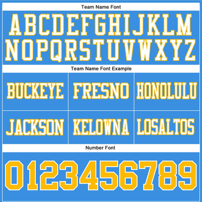 Custom Powder Blue Gold-White Mesh Authentic Football Jersey
