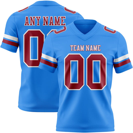 Custom Powder Blue Cardinal-White Mesh Authentic Football Jersey