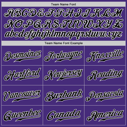 Custom Purple Black-White Authentic Baseball Jersey