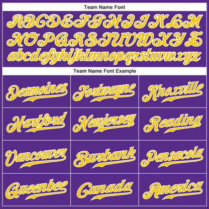 Custom Purple Gold-White Authentic Sleeveless Baseball Jersey