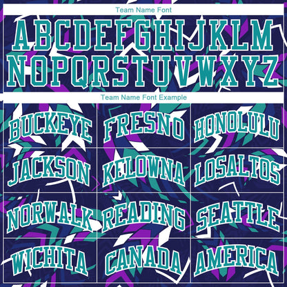 Custom Purple Aqua-White Music Festival Round Neck Sublimation Basketball Suit Jersey