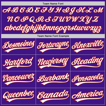 Custom Purple White-Red Authentic Throwback Baseball Jersey