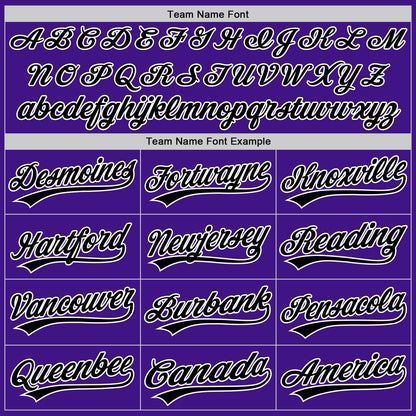 Custom Purple Black-White Authentic Throwback Baseball Jersey