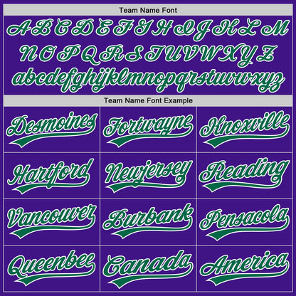 Custom Purple Kelly Green-White Authentic Throwback Baseball Jersey