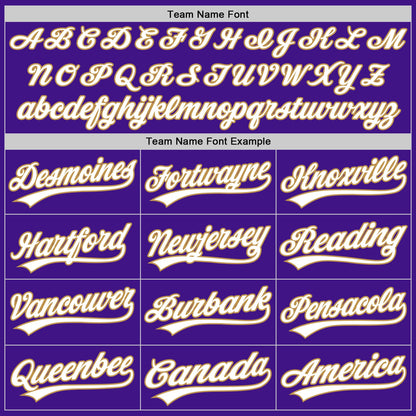 Custom Purple White-Old Gold Authentic Throwback Baseball Jersey